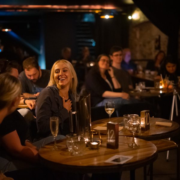 woman laughing, having a good time